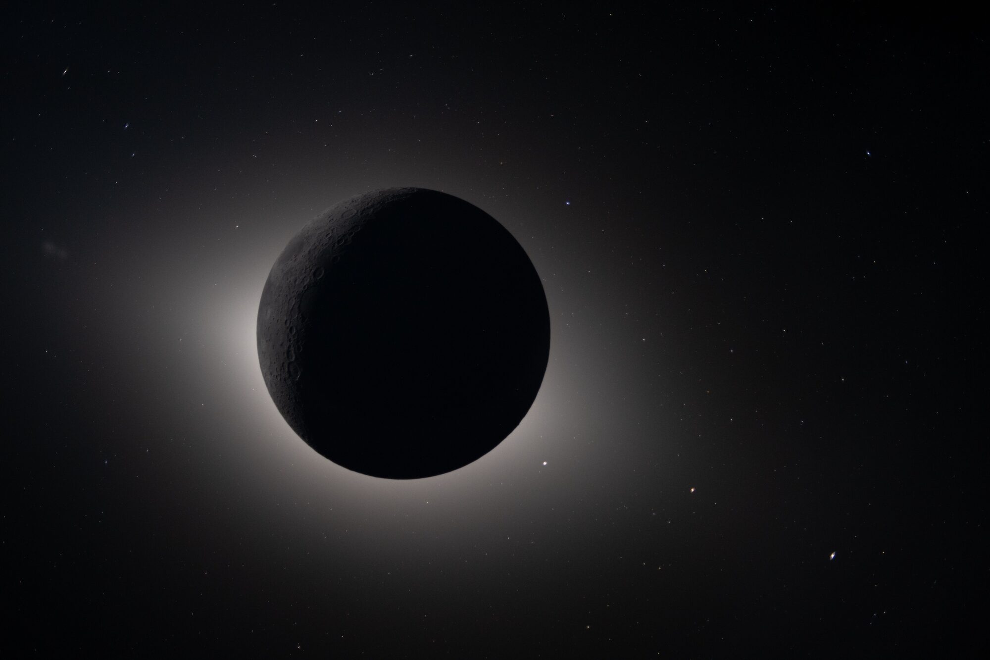 The Moon during a solar eclipse corona