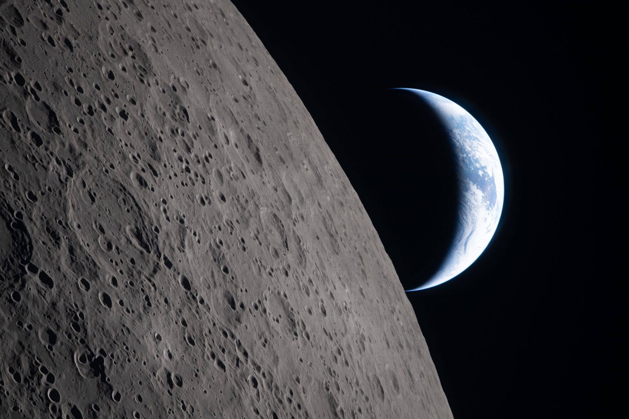 Earthrise from lunar orbit